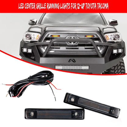 2X Smoke Lens Amber LED Front Grille DRL Running Light for Toyota Tacoma