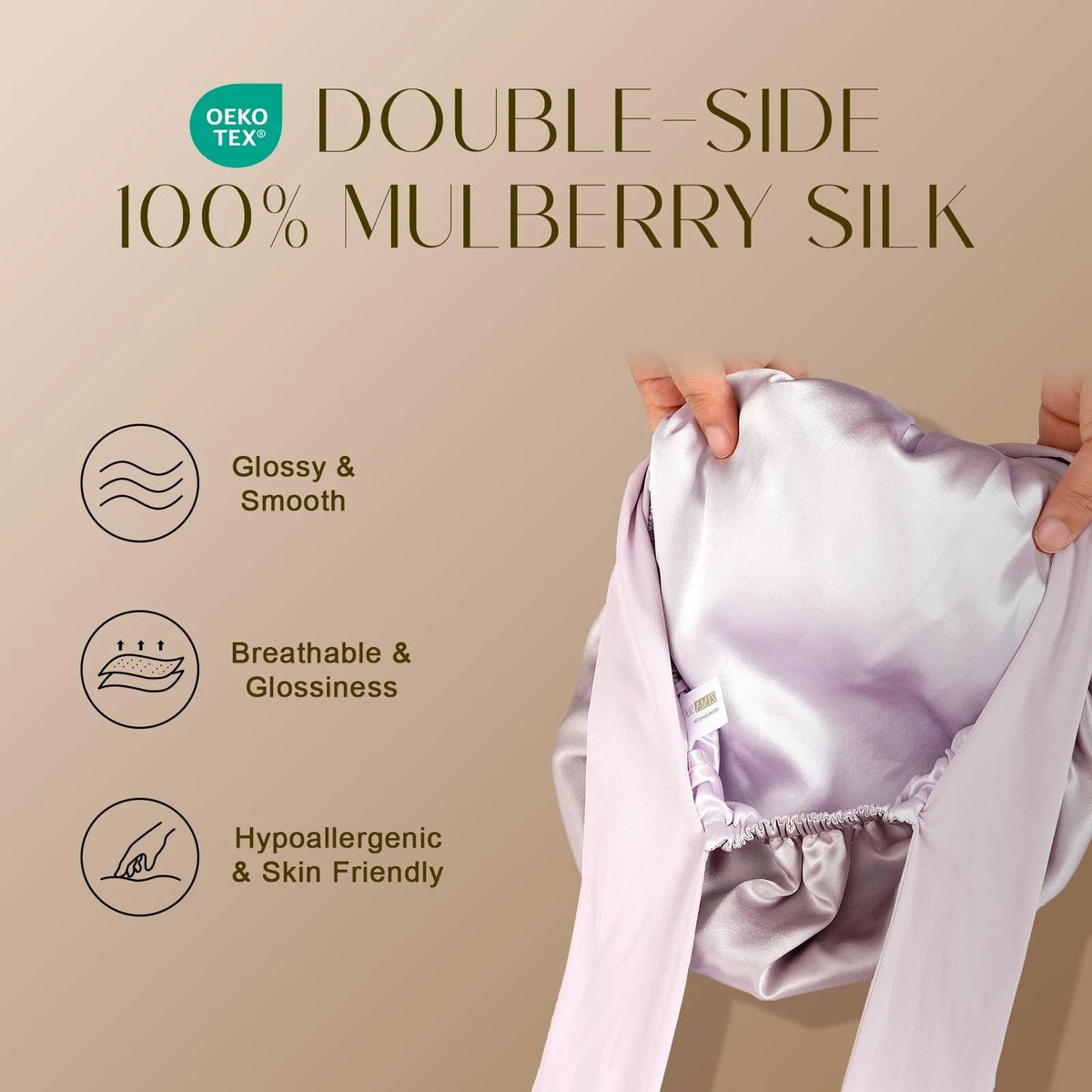 Silk Bonnet for Women - 100% Mulberry, Purple, One Size