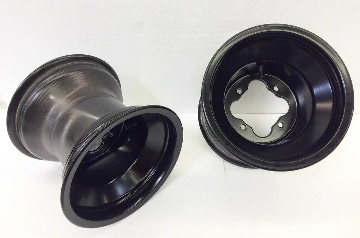 Set of 2 DWT Black A5 Rolled Lip ATV Rear Wheels 9x8 4/110 for KFX400 KFX450R (2003–2009)