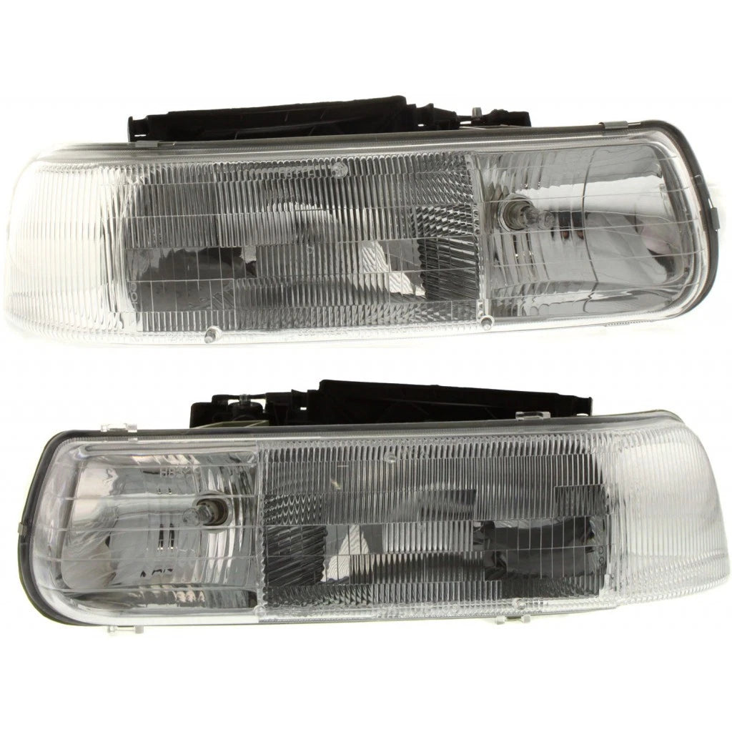 Pair of Headlights for Chevy Silverado 3500 (2001–2002) PLX-M0-GM159-B001LCA-CL360A2, GM2502187, GM2503187