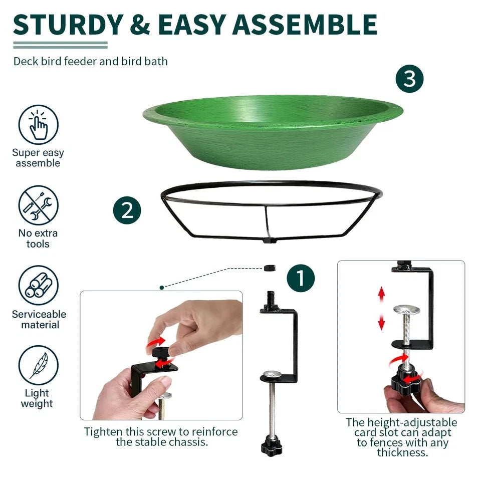 12 Inch Metal Bird Bath Bowl for Deck Mounting