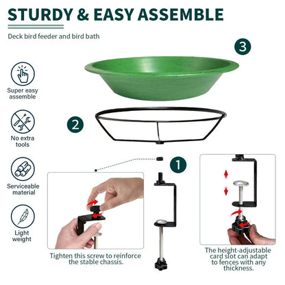 12 Inch Metal Bird Bath Bowl for Deck Mounting