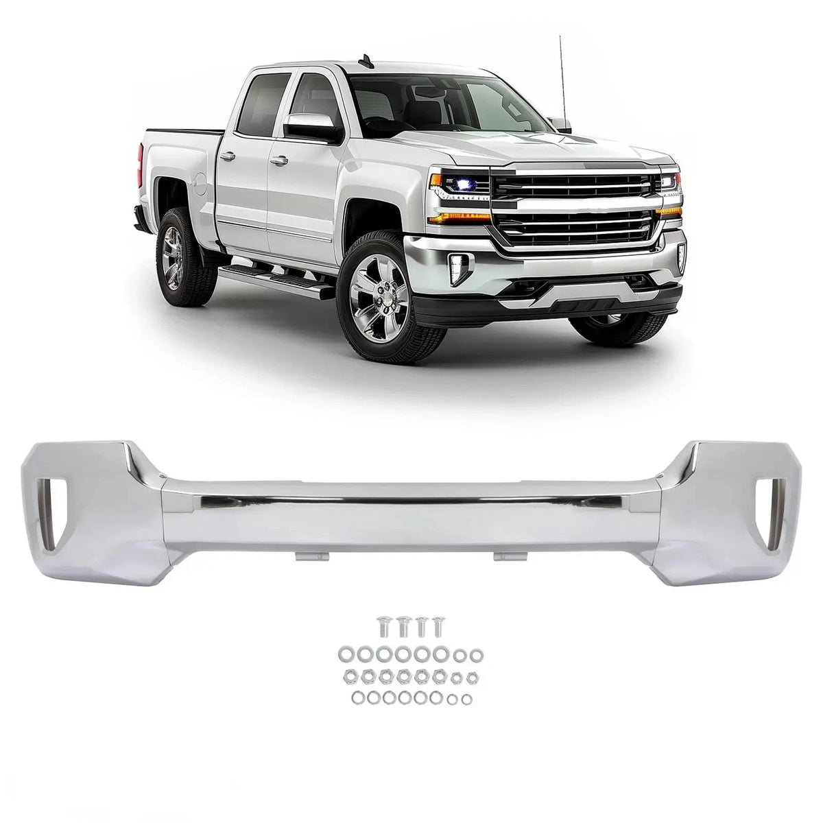 Chrome Front Bumper Face Bar for Chevy Silverado 1500 LD (2016–2019) #84029801