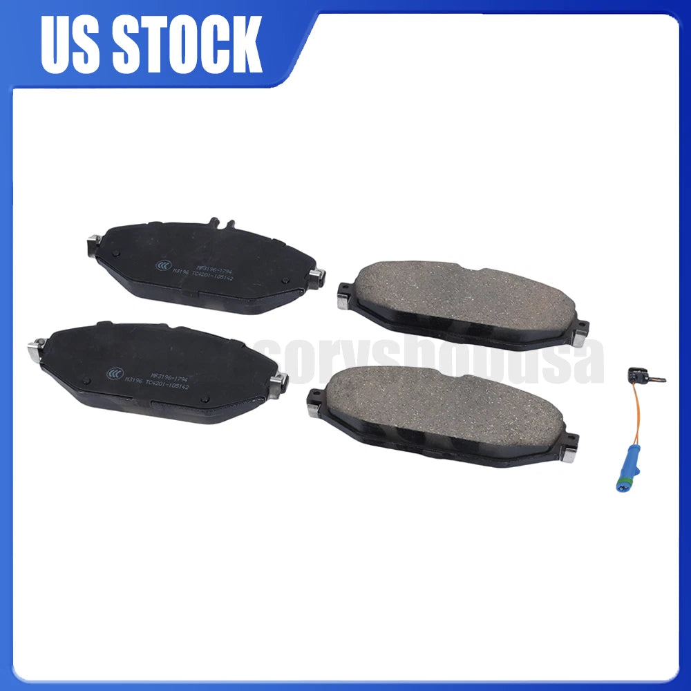 Set of 4 Front Brake Pads with Sensors for Mercedes-Benz C250 C300 E300 (2015–2019)