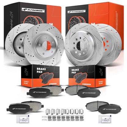 Set of 4 Drilled Brake Rotors & Ceramic Pads for Ford Edge (2011–2014) - 12061081, 18A2629, 32061081F