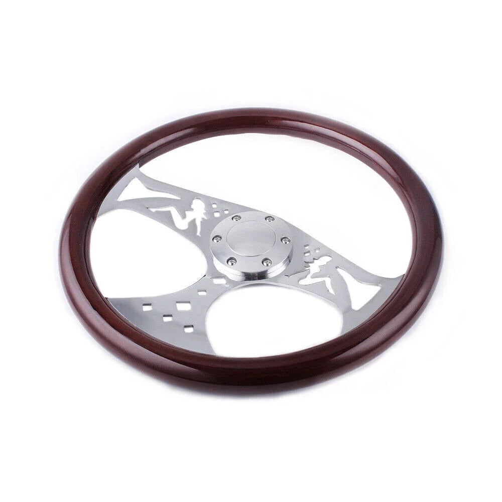 Racing 380mm 15" Classic Wood Grain Deep Dish Steering Wheel for Universal