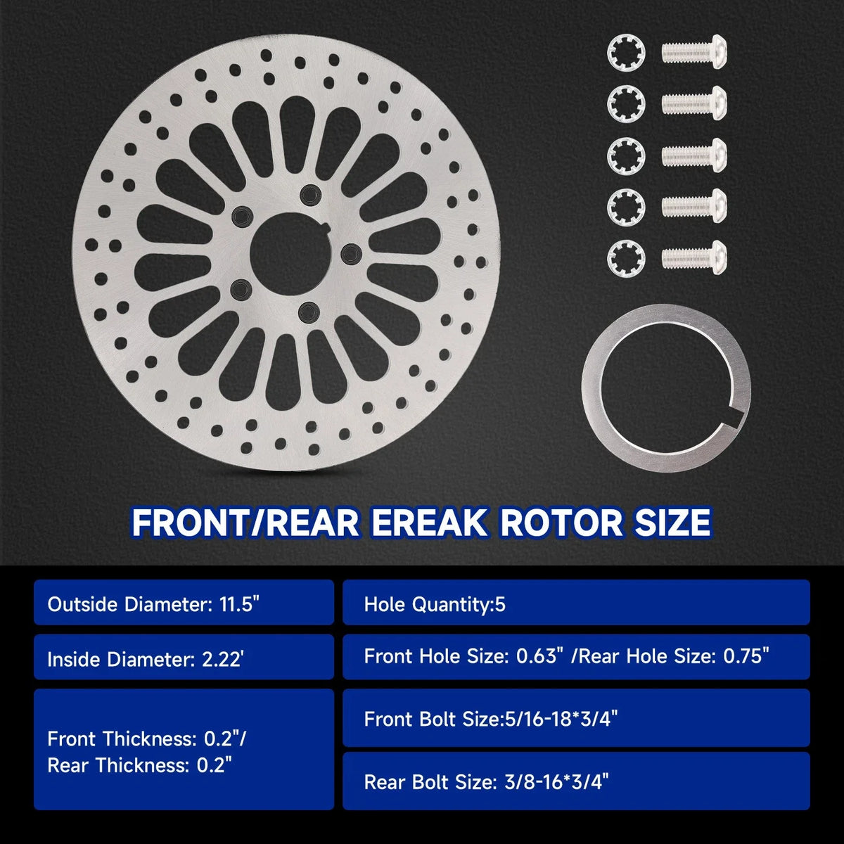 Set of 2 Front & Rear 11.5" Brake Rotors for Harley Touring (2000–2007)
