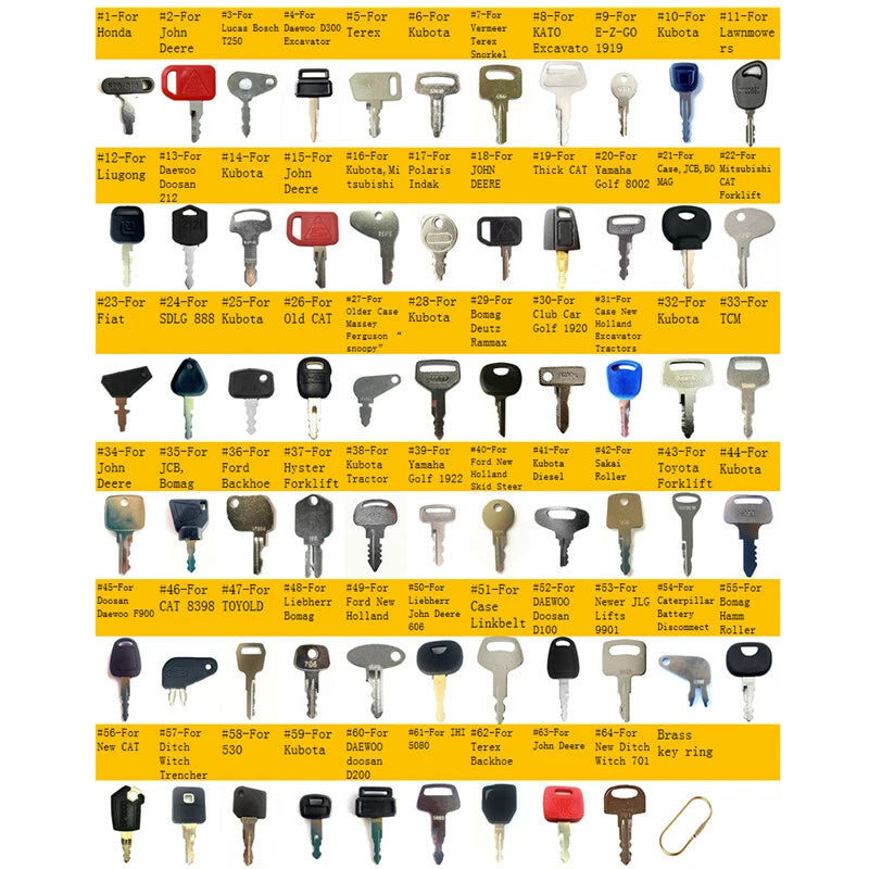 64pc Key Set for Daewoo Terex Genie (Construction Ignition Keys)