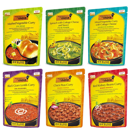 Ready To Eat Dinner Variety Pack for Kitchens of India (Pack of 6)