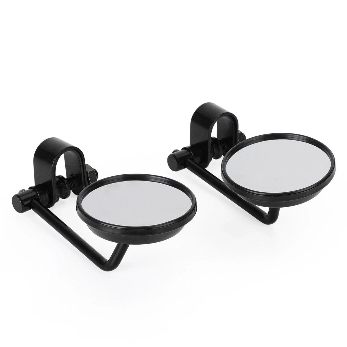 Clamp On 3" Round Black Mirrors for Cafe Racer Chopper Bobber