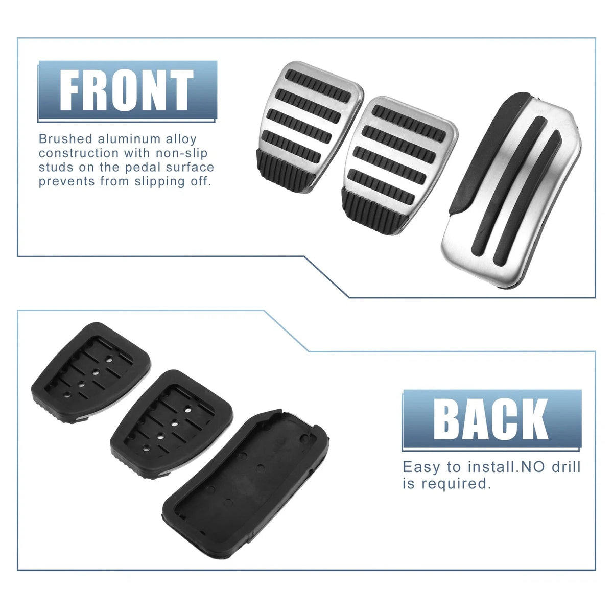3pcs Accelerator & Brake Pedal Cover Set for Nissan Juke Leaf (2011–2018)