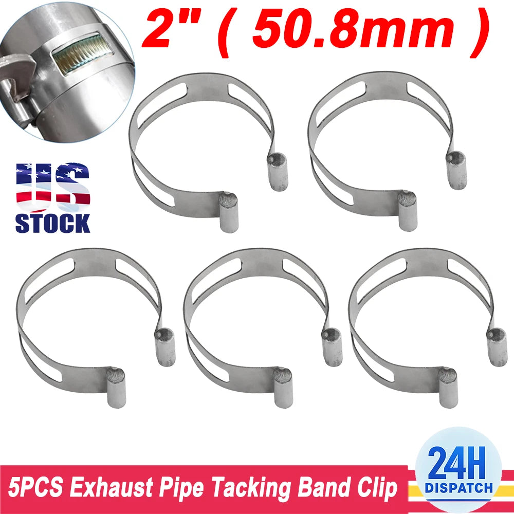 5X Exhaust Pipe Tacking Band Clamp-On Clip 2" (50.8mm) for Welding Fabrication
