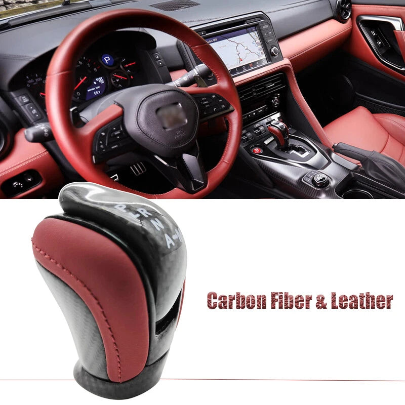 Red Leather Carbon Fiber Shift Knob for Nissan GTR R35 (2009–2021) 34910-80B0A