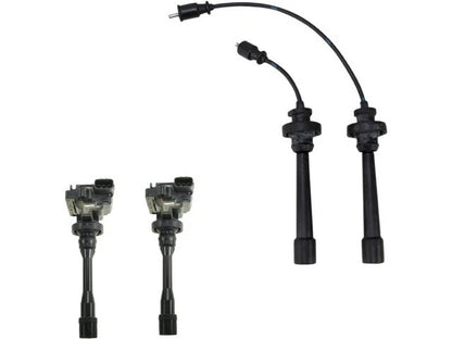 Set of 4 Ignition Coils & Spark Plug Wires for Mitsubishi Outlander (2003) 52666CZNF