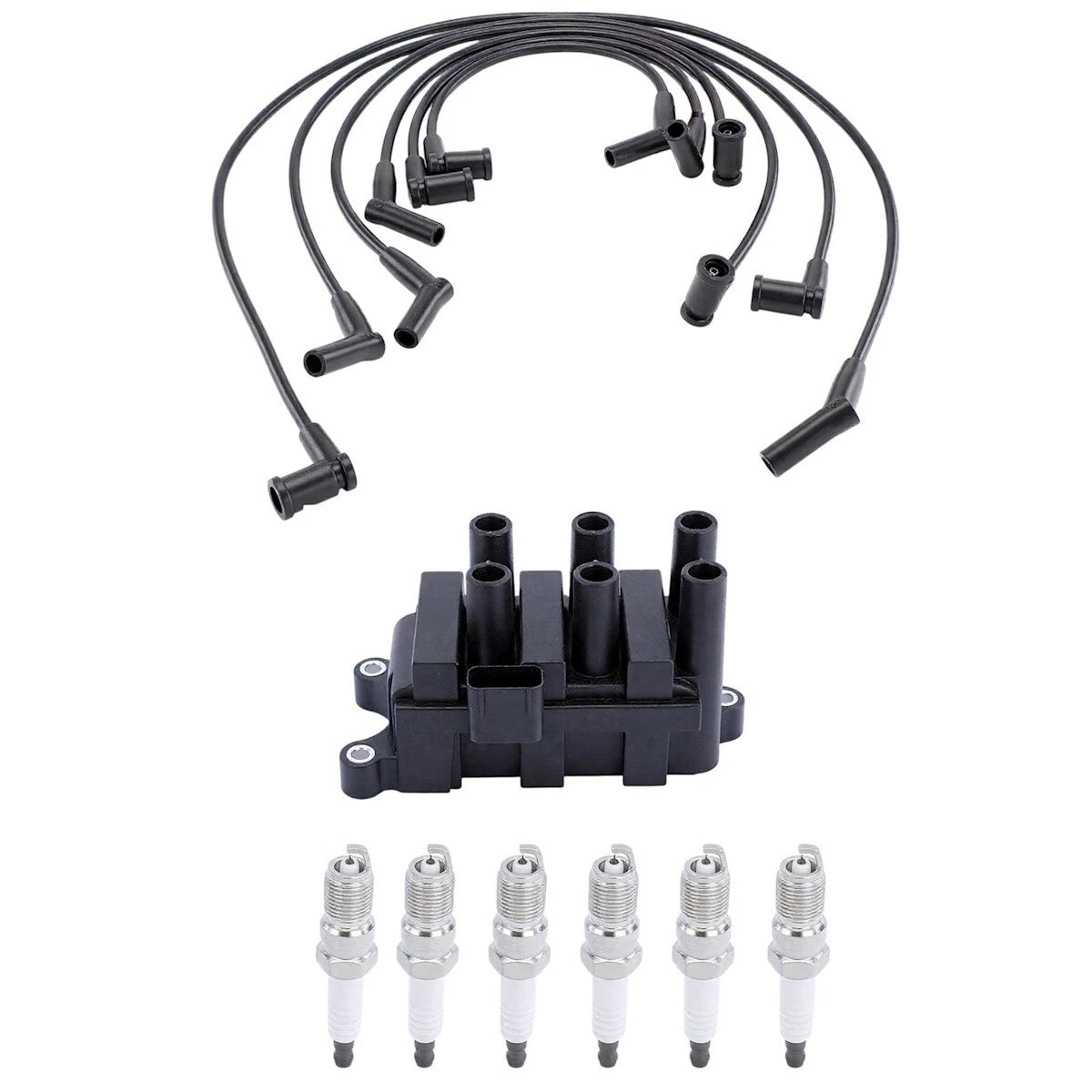 Ignition Coil and Spark Plug Kit for Ford Ranger Mazda B3000 (2001) - 18120488, FD498, 1F2Z12029AC, 1F2U12029AC