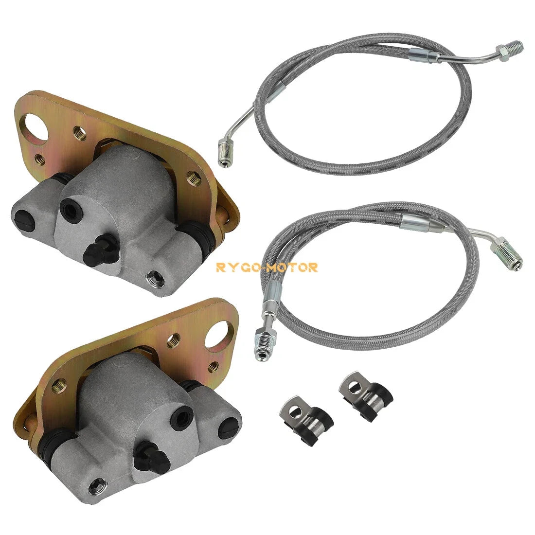Front Brake Calipers with Hose Lines for Polaris Scrambler 400 500 Magnum 325 330 (1995–2005)