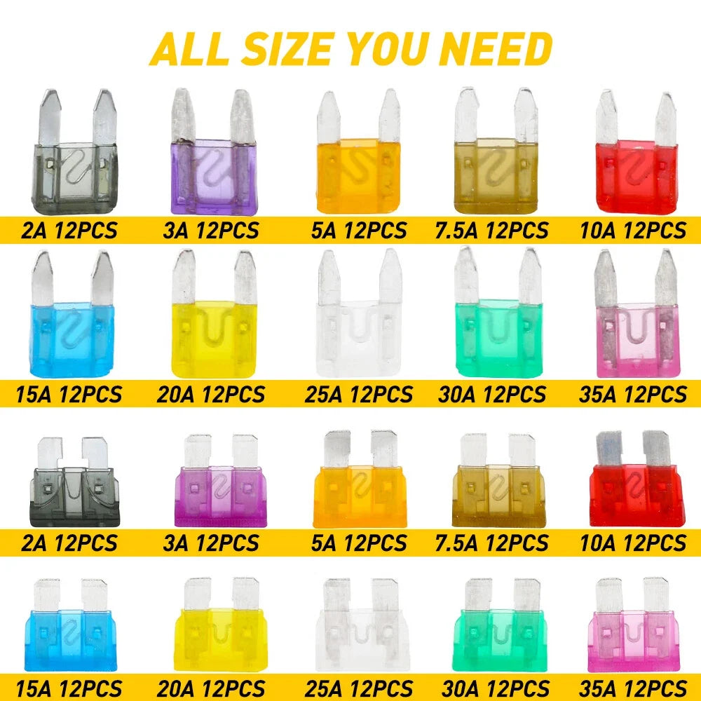 Set of 220 Car Blade Fuses for Automotive, Boat, Truck (Assorted)