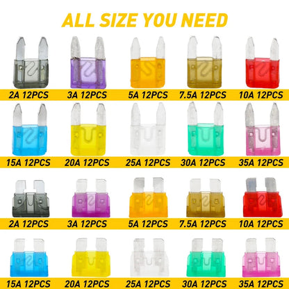 Set of 220 Car Blade Fuses for Automotive, Boat, Truck (Assorted)