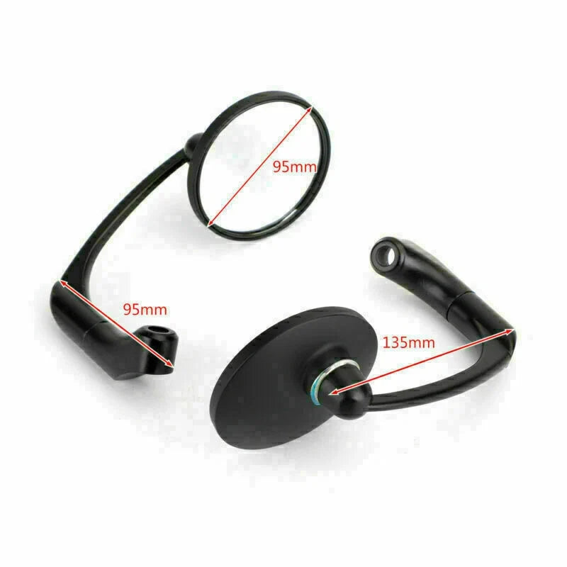 Pair of Moto L-Bar Round Rear View Mirrors for Universal (8mm 10mm)