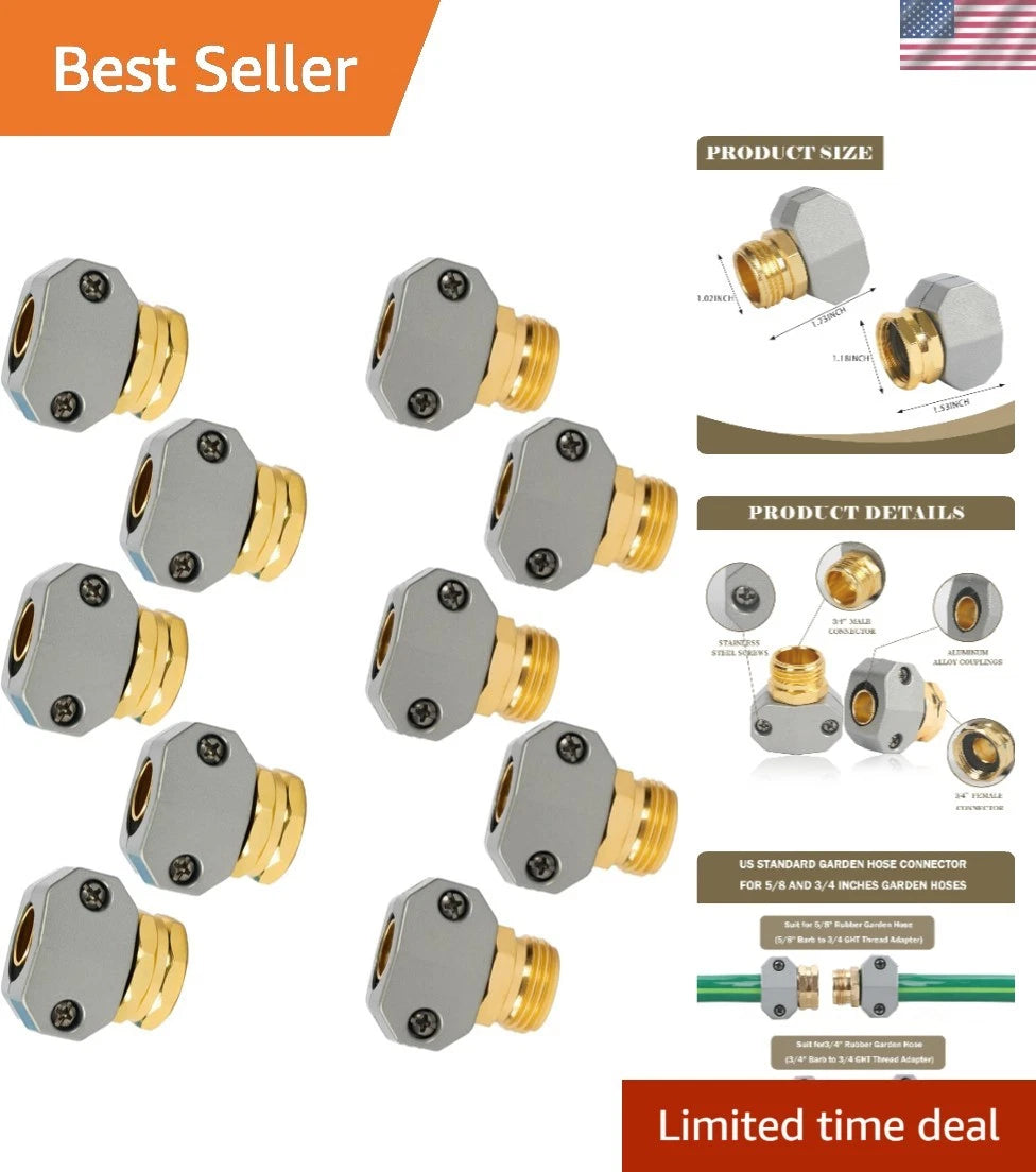 Set of 5 Garden Hose Mender Kit with Zinc Clamps for Easy Repairs