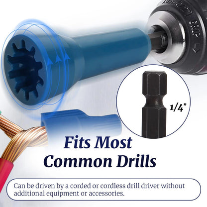 Set of 4 Wire Twister Tools for Drill Spin Connectors 1/4 Chuck