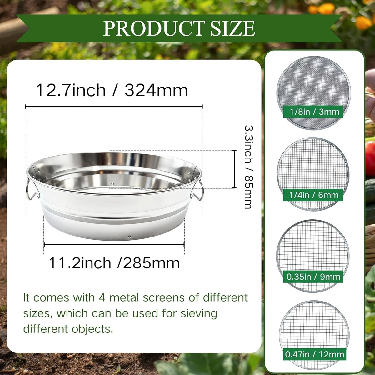 Soil Sifter for Gardening with Handles (Fits 5 Gallon Bucket)