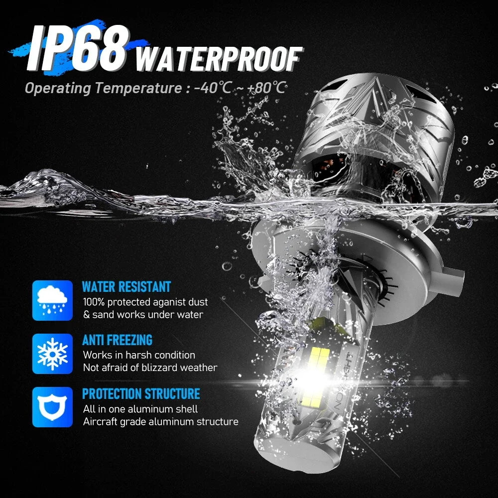 2X H4 HB2 9003 LED Headlight Bulbs for NOVSIGHT (50000LM, 240W)