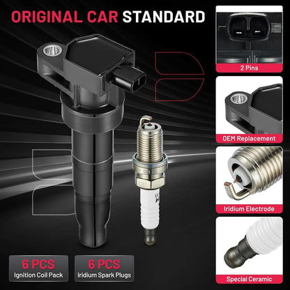 Set of 6 Ignition Coils for Kia Sedona 3.8L V6 (2006–2010)