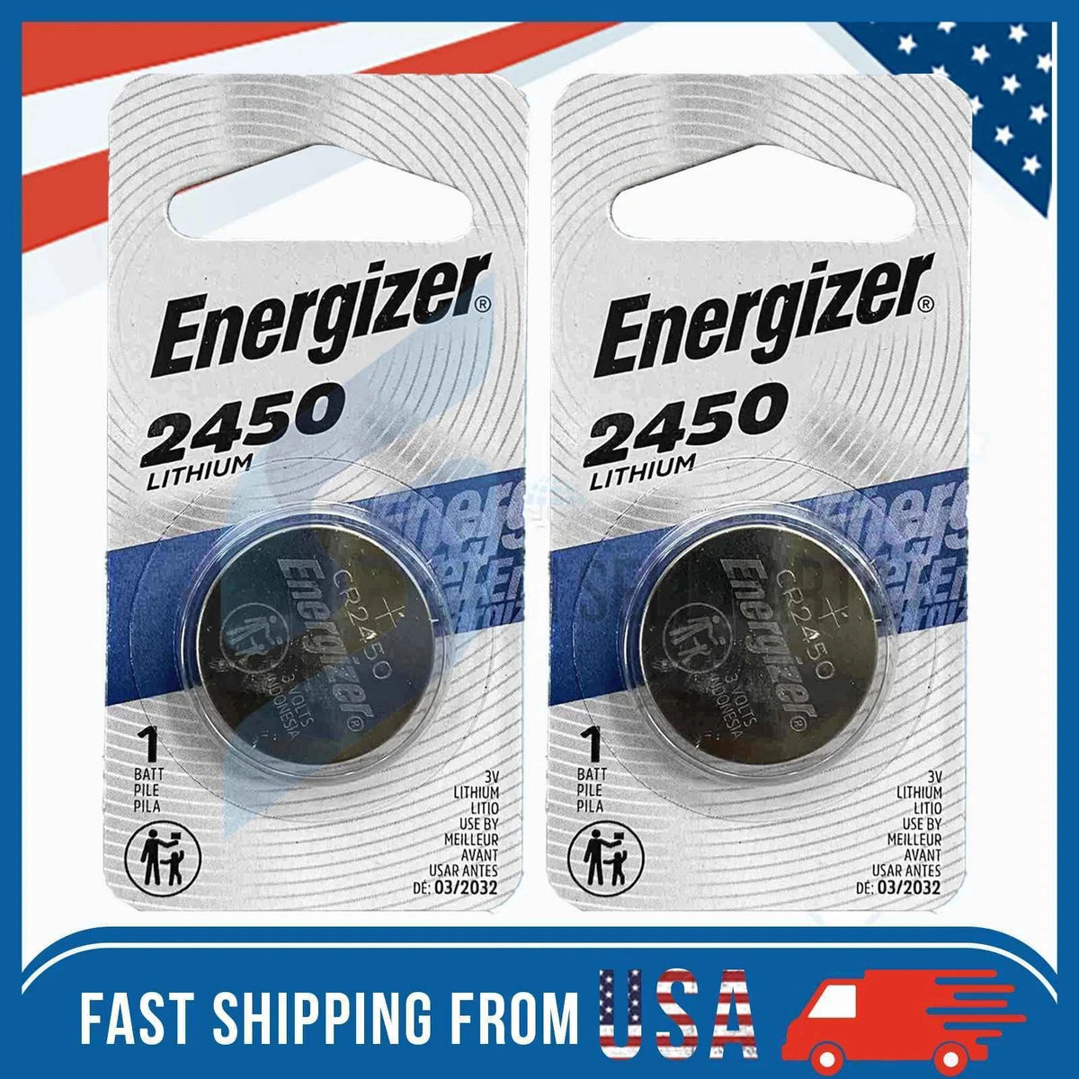 2 Pack Lithium 3V Battery ECR2450 CR2450 BR2450 for Various Devices