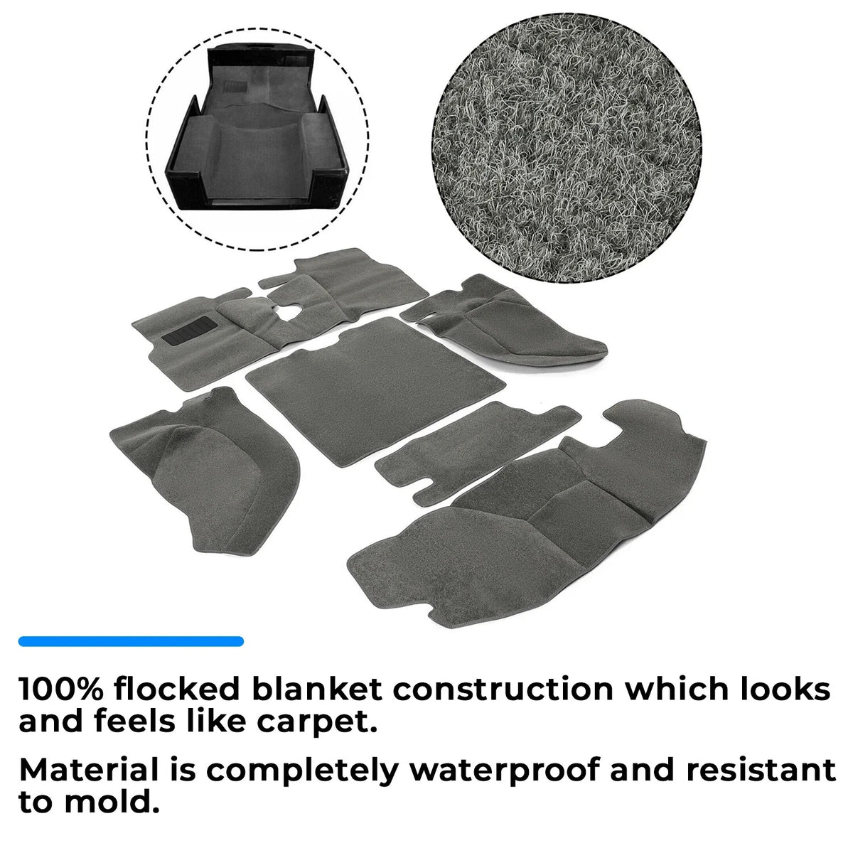 Set of 6 Carpet Floor Mats for Jeep Wrangler TJ (1997–2006) Gray