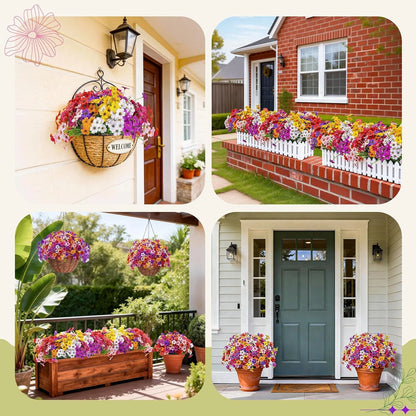 Set of 4 UV Resistant Artificial Outdoor Flowers for Garden Decor