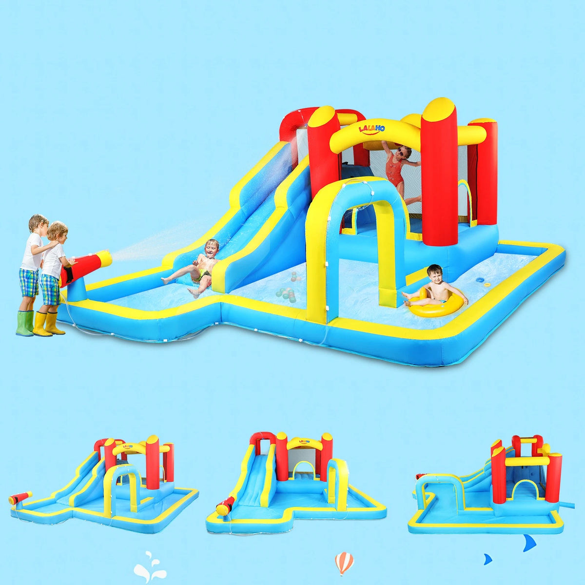 Inflatable Bounce House Water Slide Pool for Kids with Air Blower