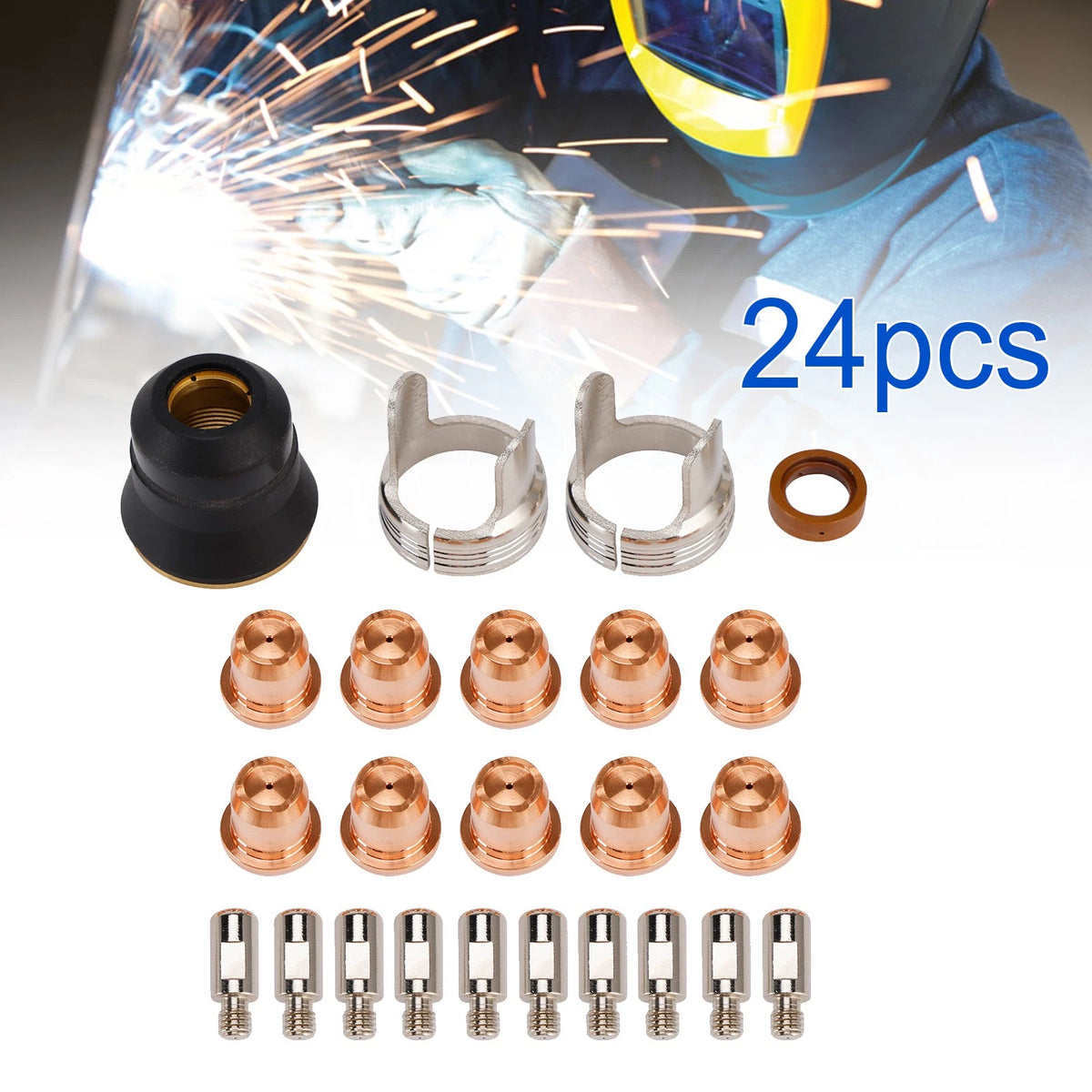24Pcs Plasma Cutting Torch Tip Electrode for CUT-55DS CUT-65DS (I014-A124)