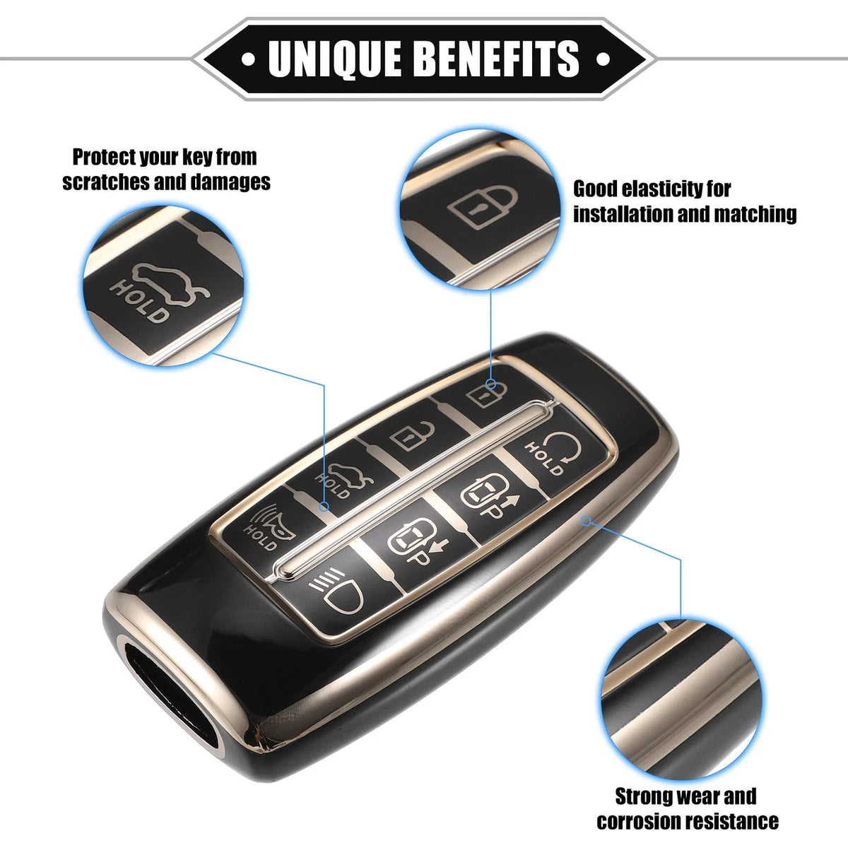 8 Buttons Key Fob Cover for Hyundai (Keyless Smart Fob)