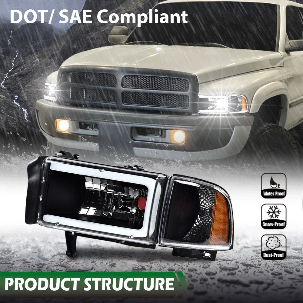 Set of 2 LED DRL Headlight Corner Lamps for Dodge Ram 1500 2500 3500