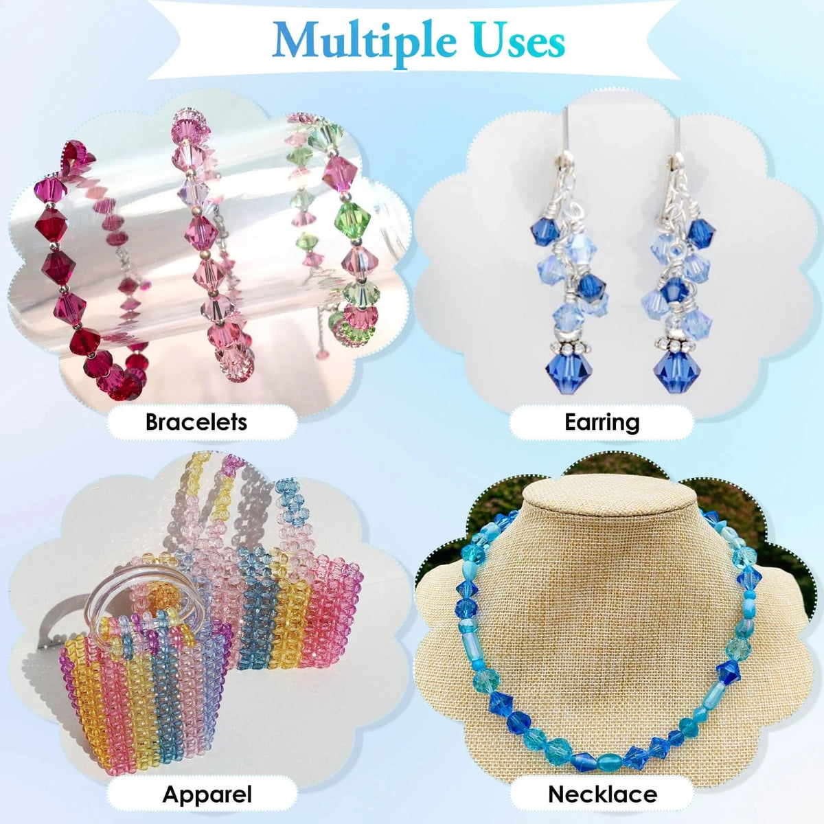 560Pcs Crystal Beads for Jewelry Making (10mm, Multiple Colors)