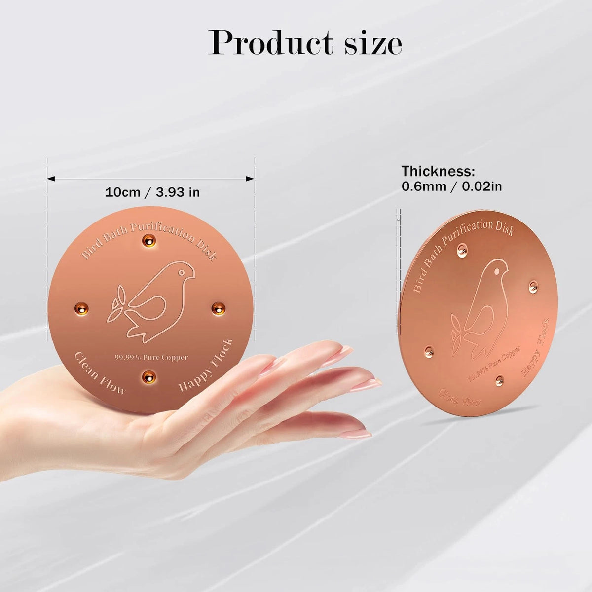 2X Copper Bird Bath Disc for Clear Water Maintenance