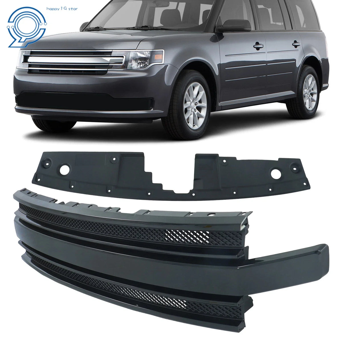 Front Upper Grille Assembly Gloss Black for Ford Flex (2013–2019)