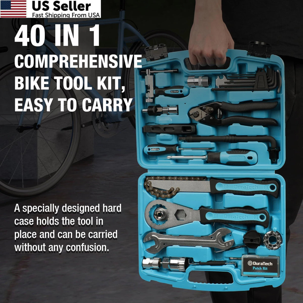 40-Piece Bike Repair Kit for Universal Use (Compact 3.5 x 1.5 x 0.5 inches)