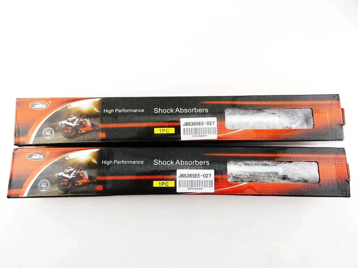 365mm JBS Orange/Chrome Shock Absorbers for Kawasaki KV250 AGI (1983-1988)