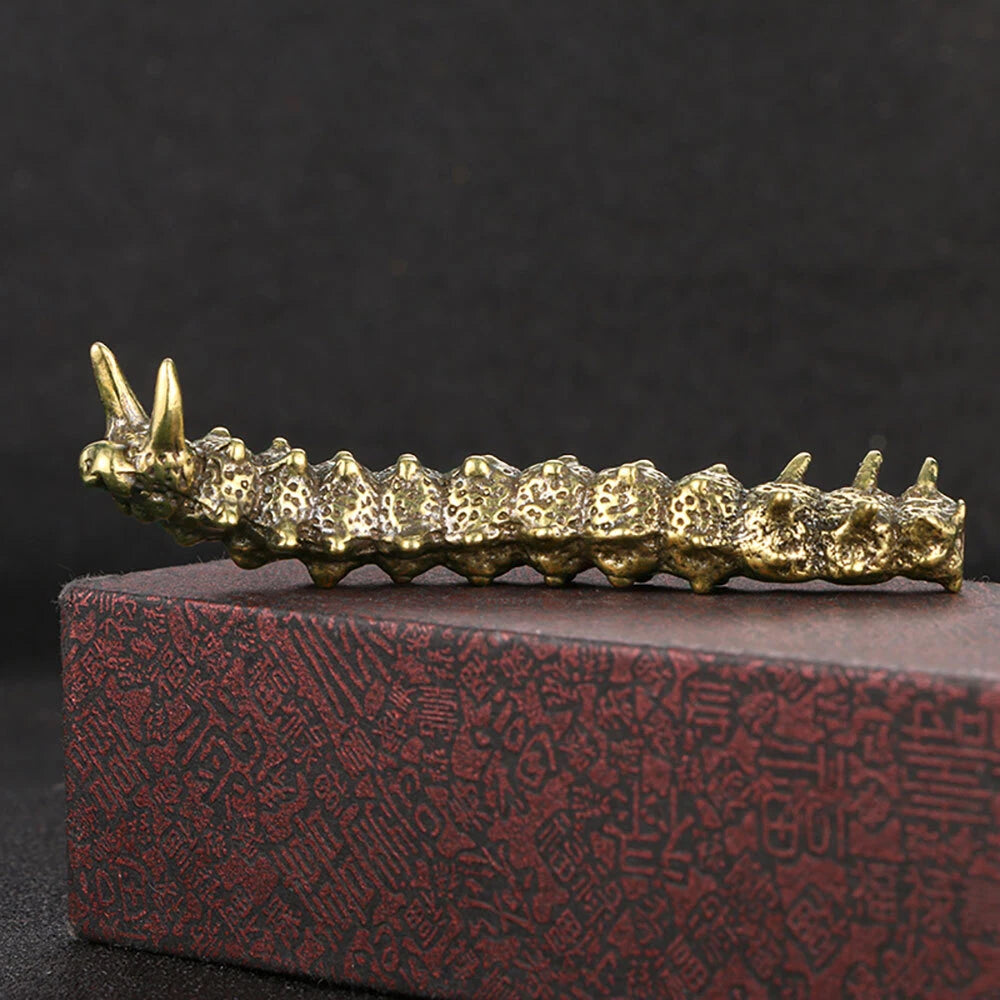 Solid Brass Caterpillar Figurine Statue Home Ornament