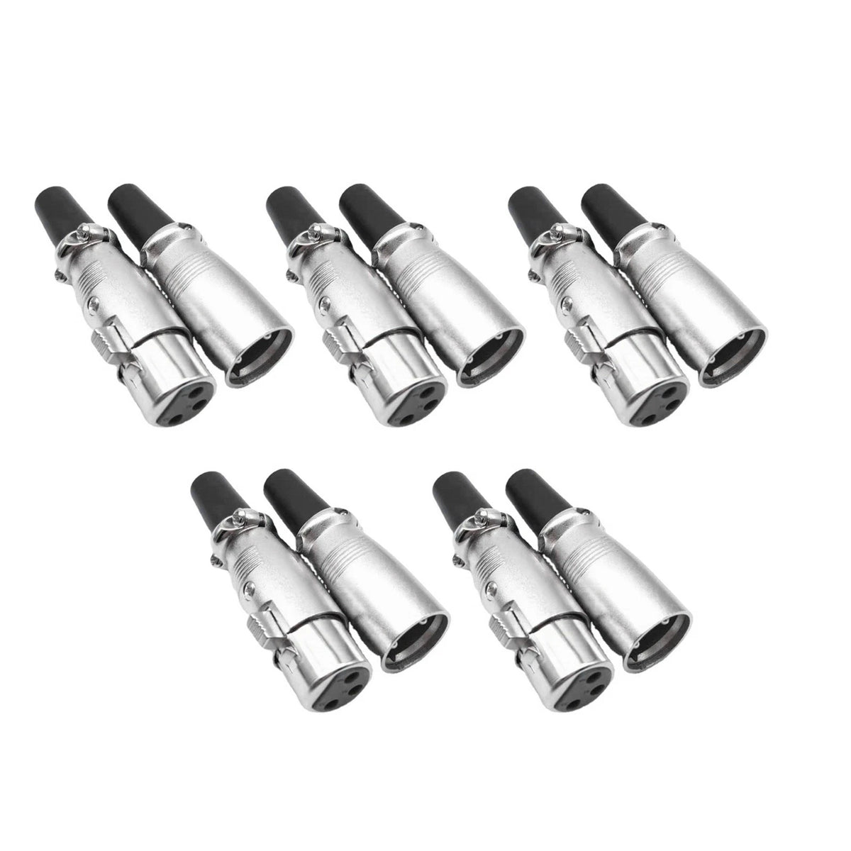 5 Pair XLR 3-Pin Female Male Microphone Adapter Cable Connect Plug