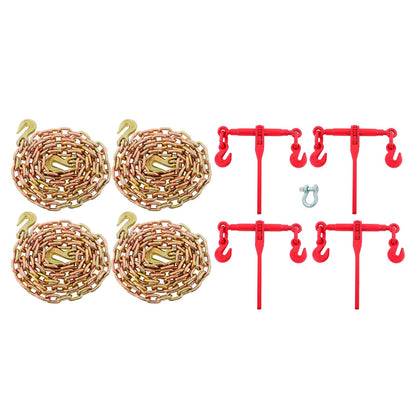 Set of 4 Load Binders for Chain 3/8"-1/2" with 10FT G80 Chain (9215lbs)