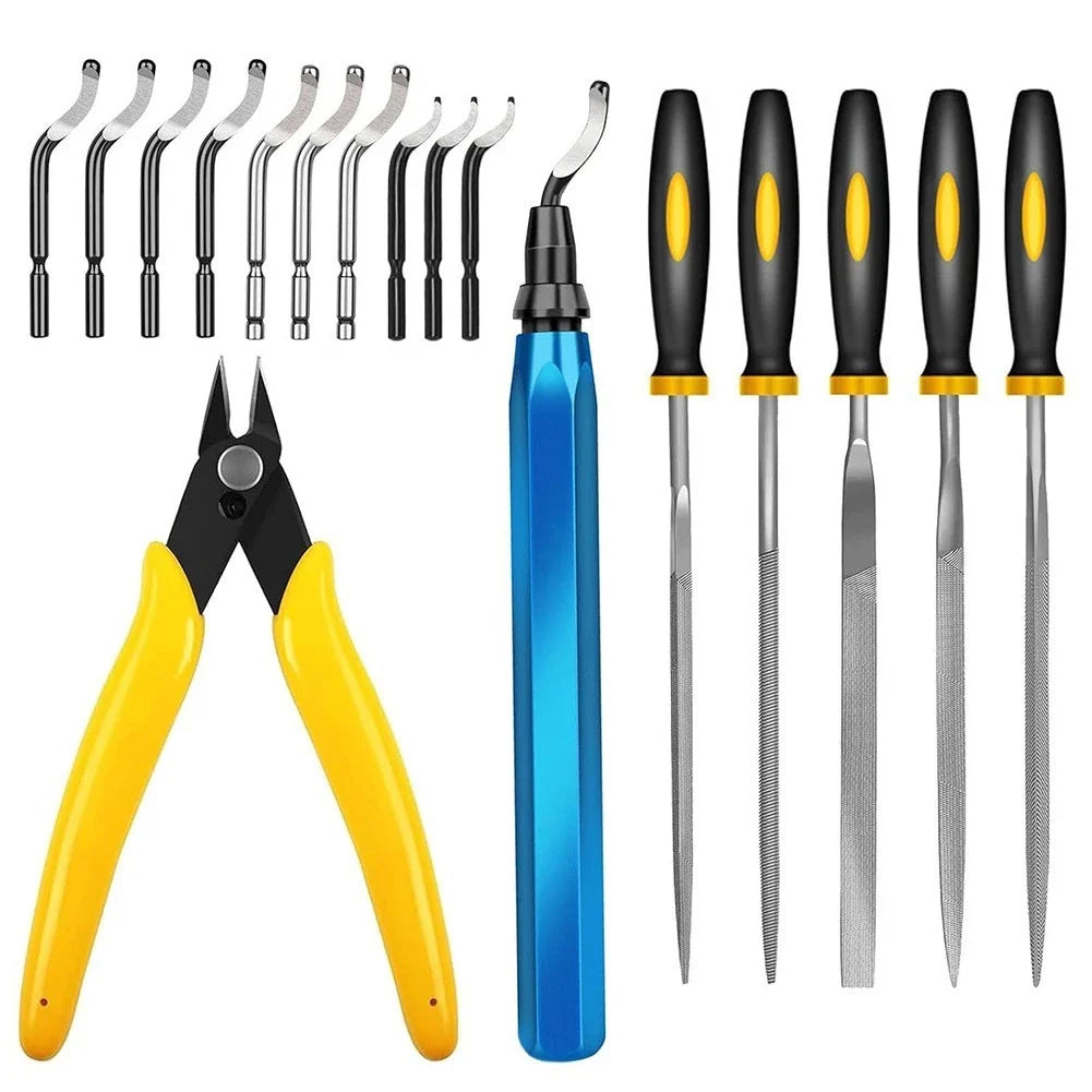 Deburring Set for 3D Printing with Hardened Alloy Steel Files and Blades