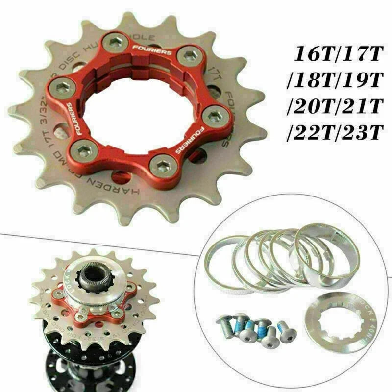 Single Speed Cog Set (16T, 17T, 18T, 23T) for Bike Hub Disc + Spacers