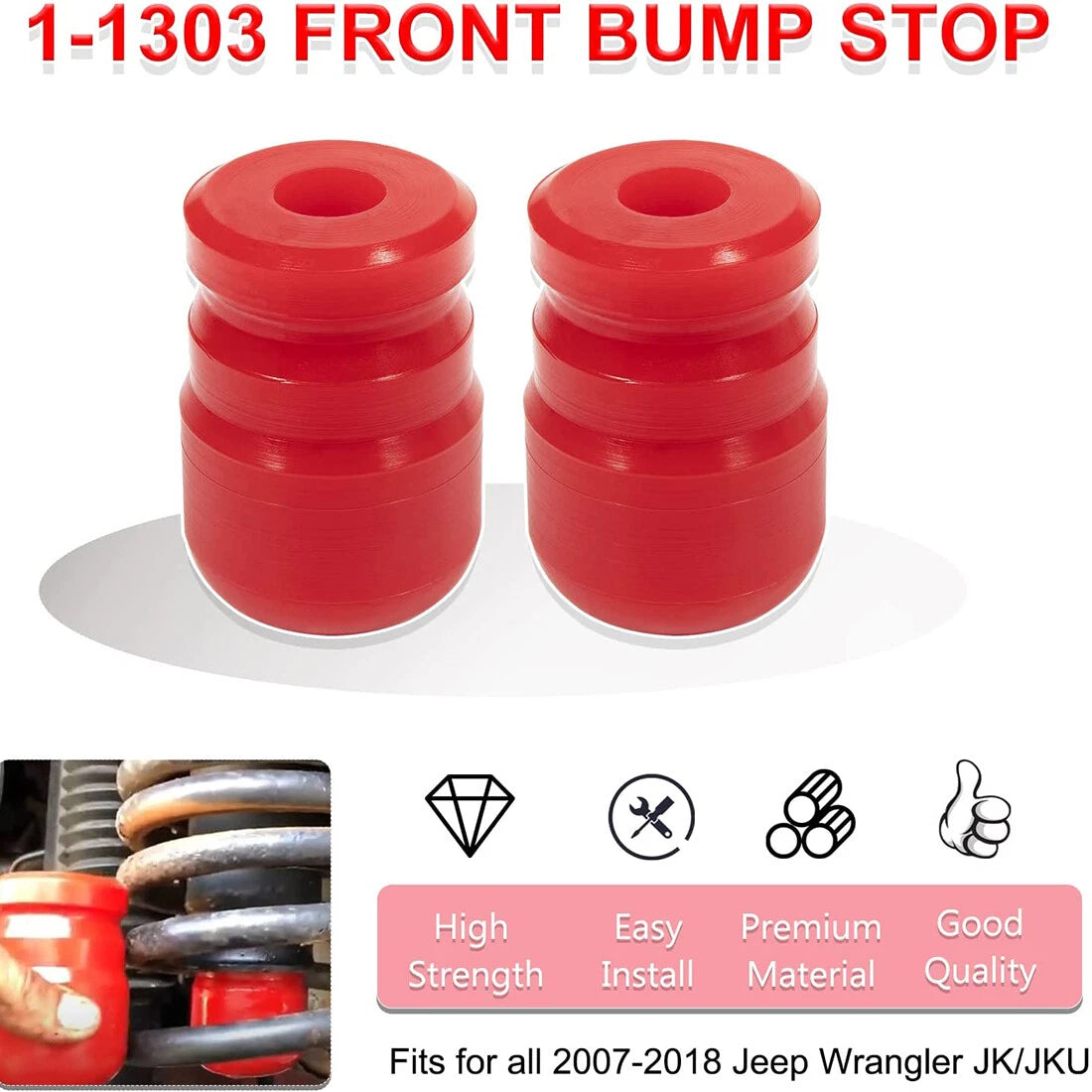 2X Polyurethane Front Bump Stop for Jeep Wrangler JK (2007–2018) 1-1303