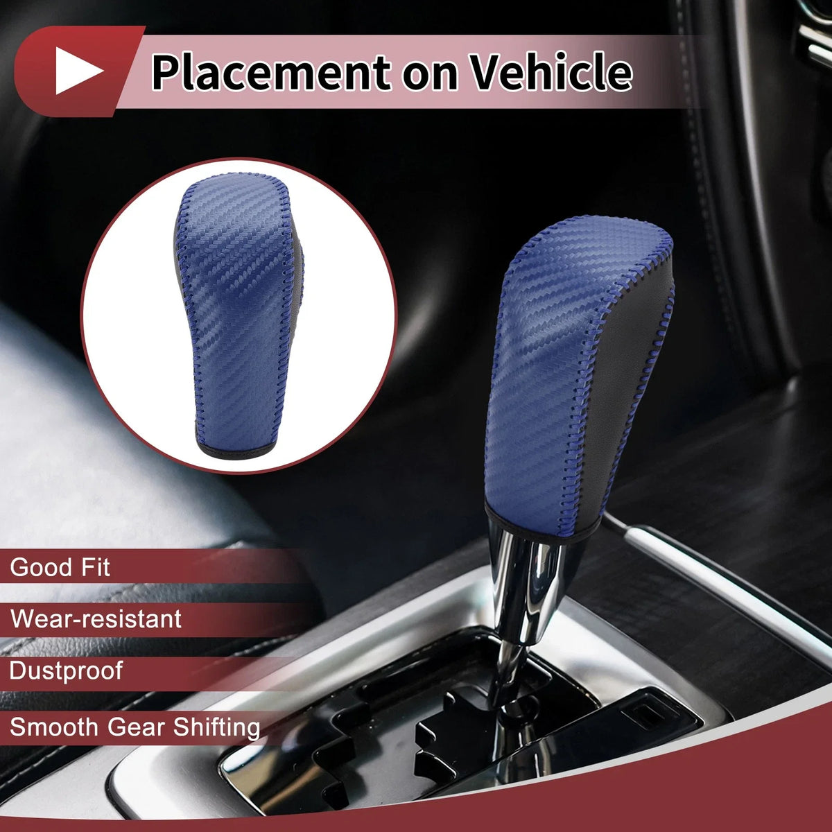1 Pc Gear Shift Knob Cover for Ford Fiesta (2009–2012) Blue Faux Leather