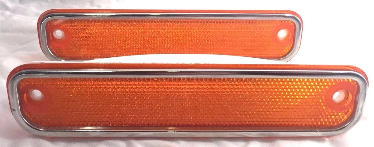 Side Marker Lights Amber Red Front Left Right w Trim for Chevy GMC (1973–1980)