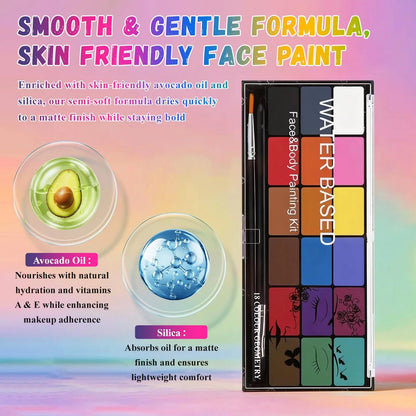 18 Color Face Painting Kit Non-toxic Washable Body Paint
