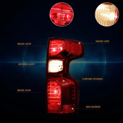 Dark Red Lens Tail Brake Stop Lights for Silverado 1500 WT LT 2500 3500 HD (2019–2024)
